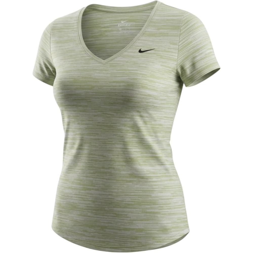 Nike Dri-FIT Womens V-Neck Training T-Shirt Green Space Dye BV4383-383 XS